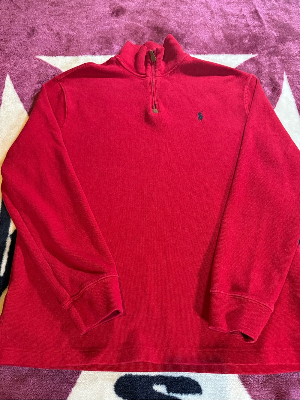 Ralph Lauren Red Half-Zip Pullover with Navy Pony